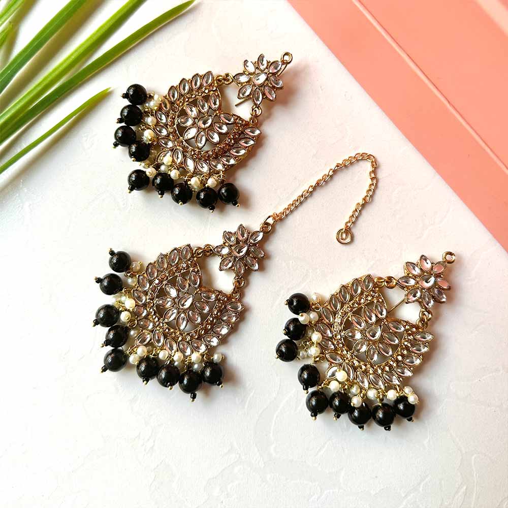 Sameera Earrings/Teeka Set for women (Black) (Copy)